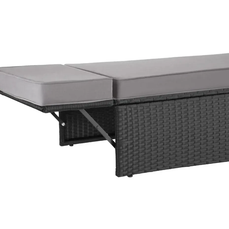 tectake Wicker loungesofa Corfu, Zwart / Grijs