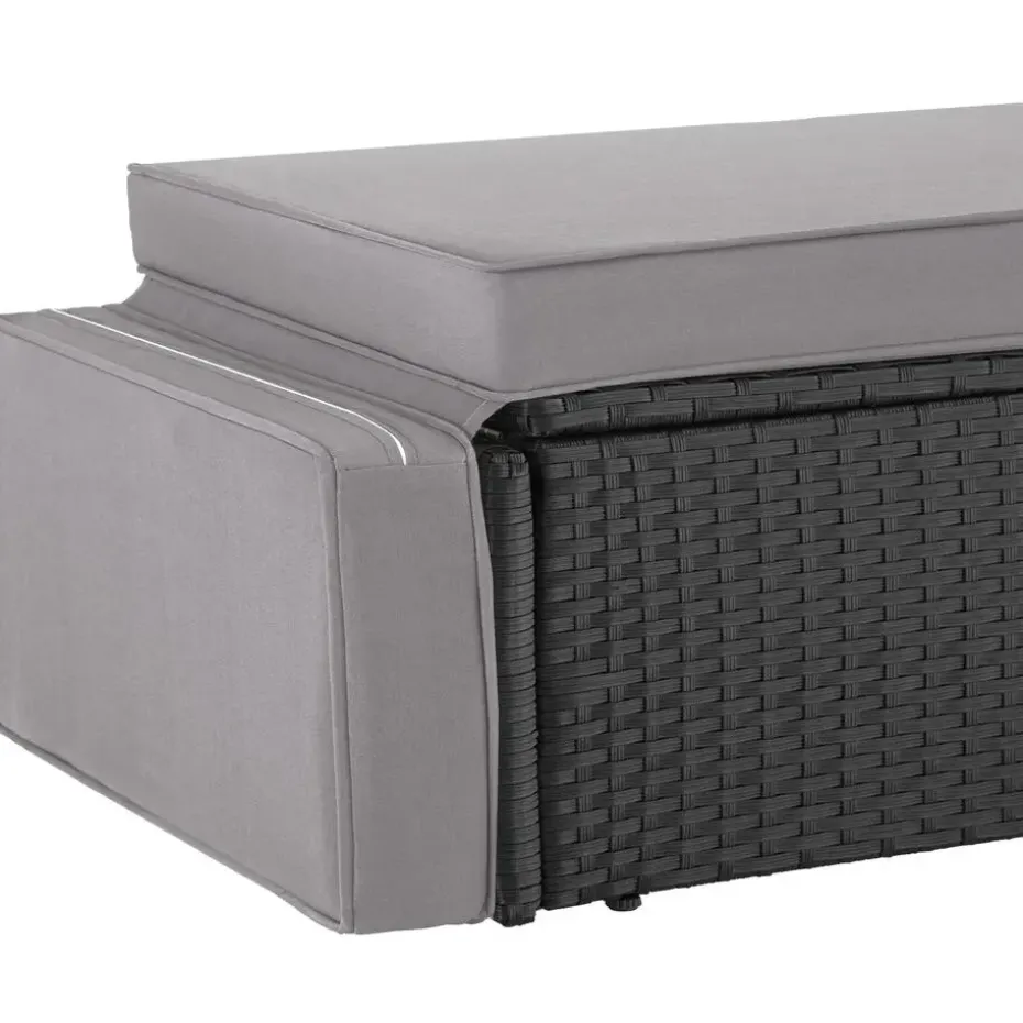 tectake Wicker loungesofa Corfu, Zwart / Grijs