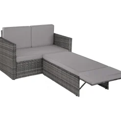 tectake Wicker loungesofa Corfu, Grijs