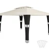 tectake Wicker tuinpaviljoen Mona 3x4m, Zwart/crème