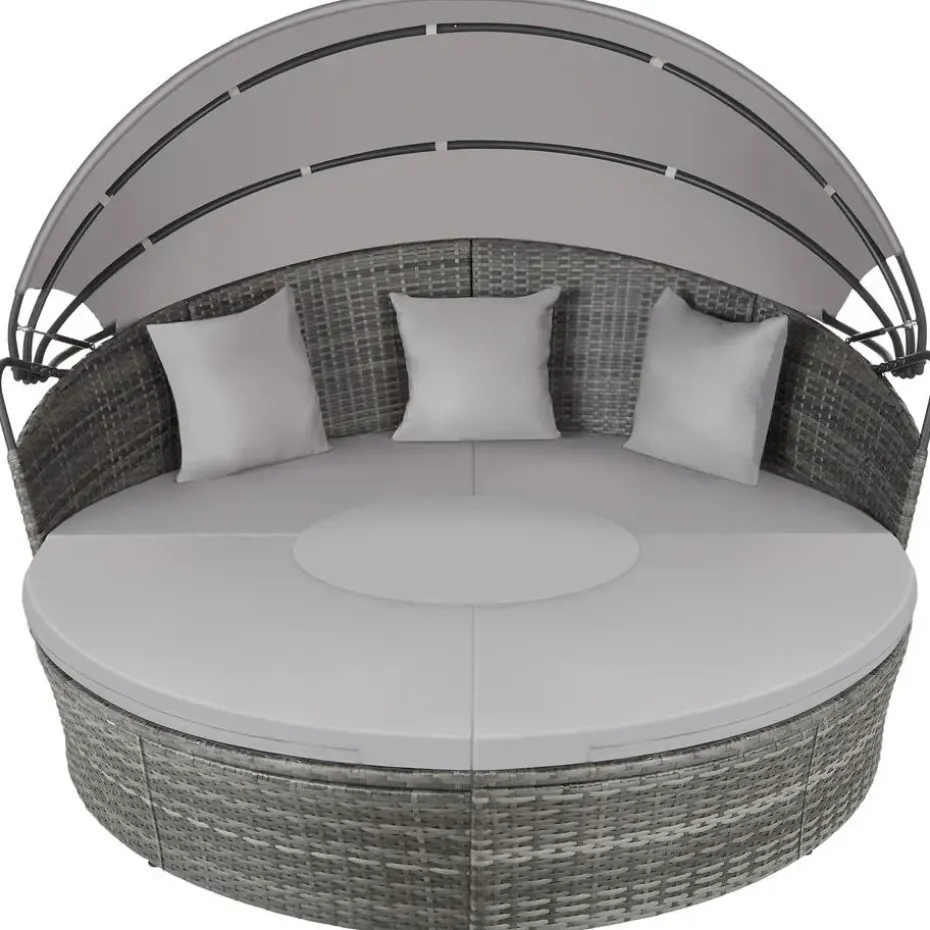 tectake Wicker zonne-eiland Santorini, Grijs