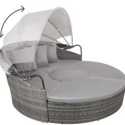 tectake Wicker zonne-eiland Santorini, Grijs