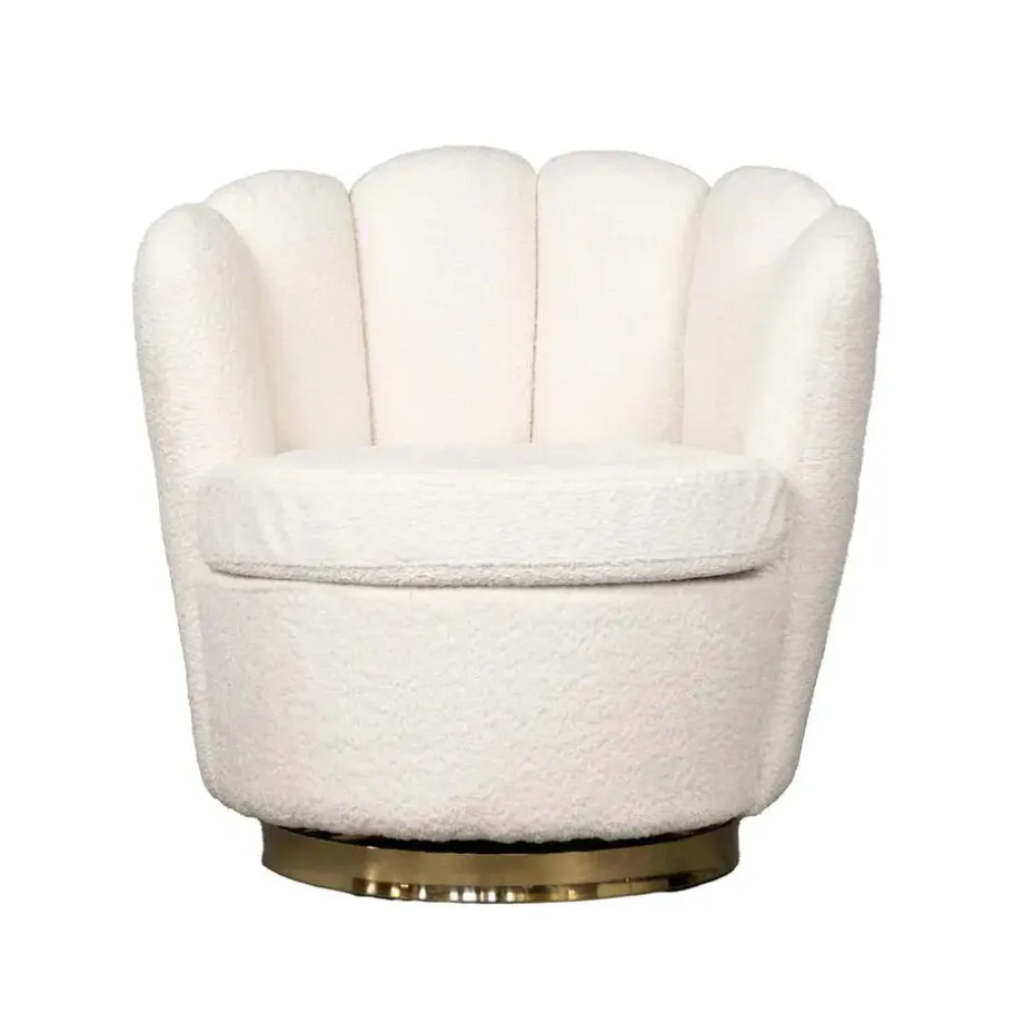 Teddy Fauteuil Wit - Met Gouden Onderstel - Fauteuil Quinty