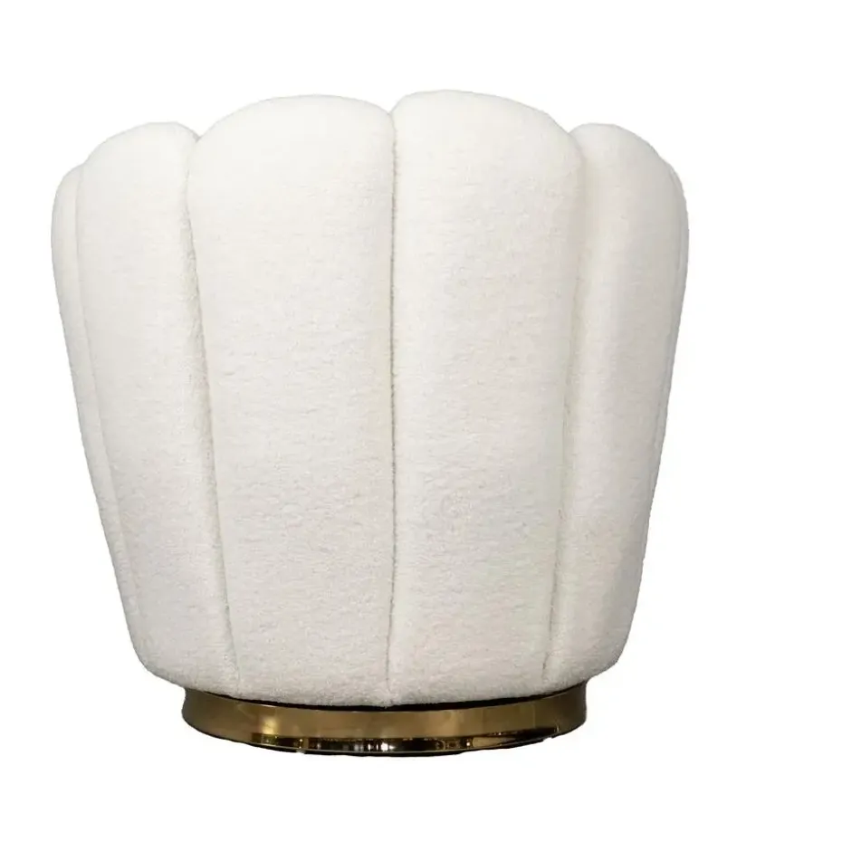 Teddy Fauteuil Wit - Met Gouden Onderstel - Fauteuil Quinty