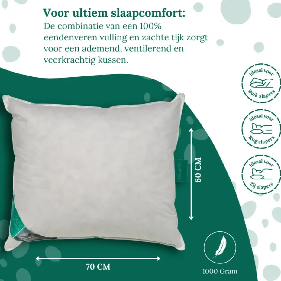 Ten Cate 100% Eendenveren Hoofdkussen - 60x70