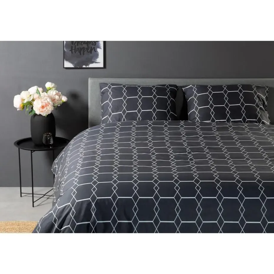 Ten Cate Katoenen Dekbedovertrek - 200x200/220 cm - Graphic Gray