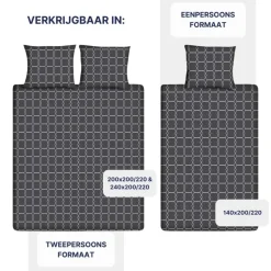 Ten Cate Katoenen Dekbedovertrek - 200x200/220 cm - Graphic Gray