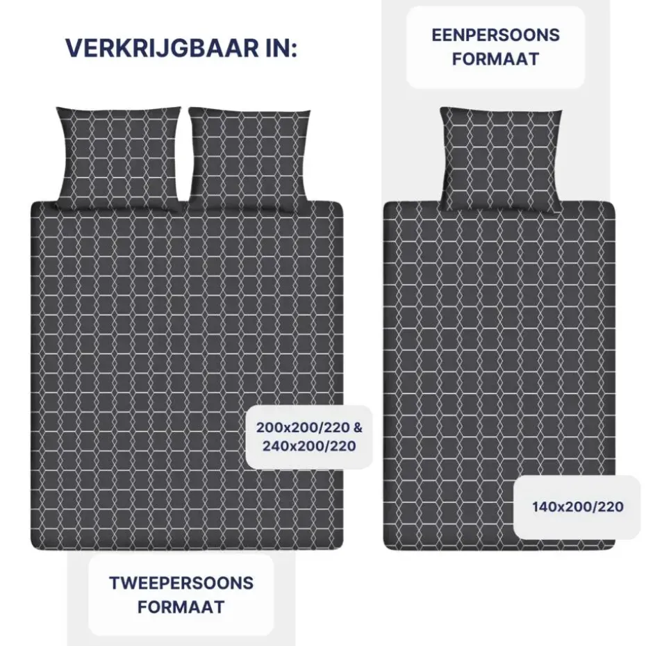 Ten Cate Katoenen Dekbedovertrek - 200x200/220 cm - Graphic Gray