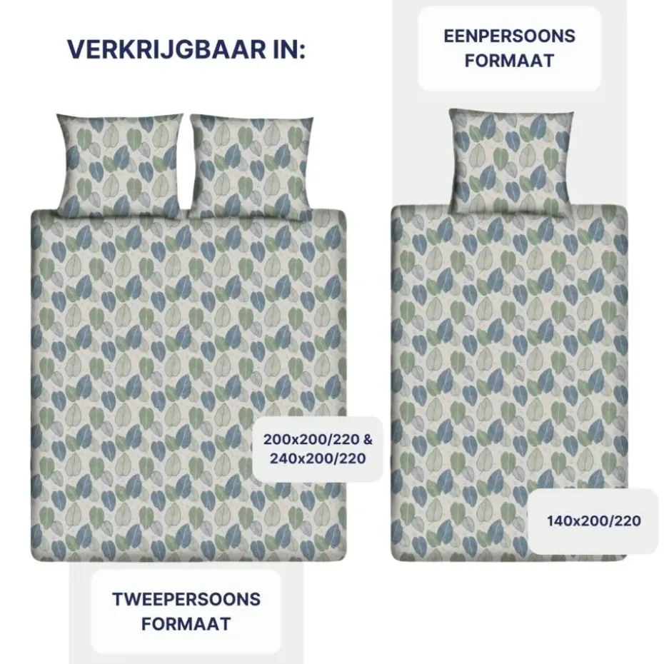 Ten Cate Katoenen Dekbedovertrek - 140x200/220 cm - Graphic Leaves