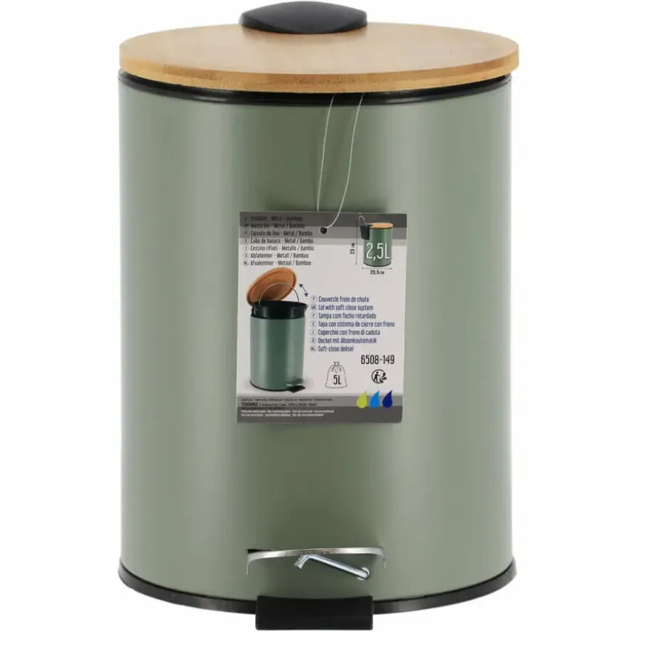 Tendance Badkamer prullenbak Bamboo vibe - soft close - 3 ltr