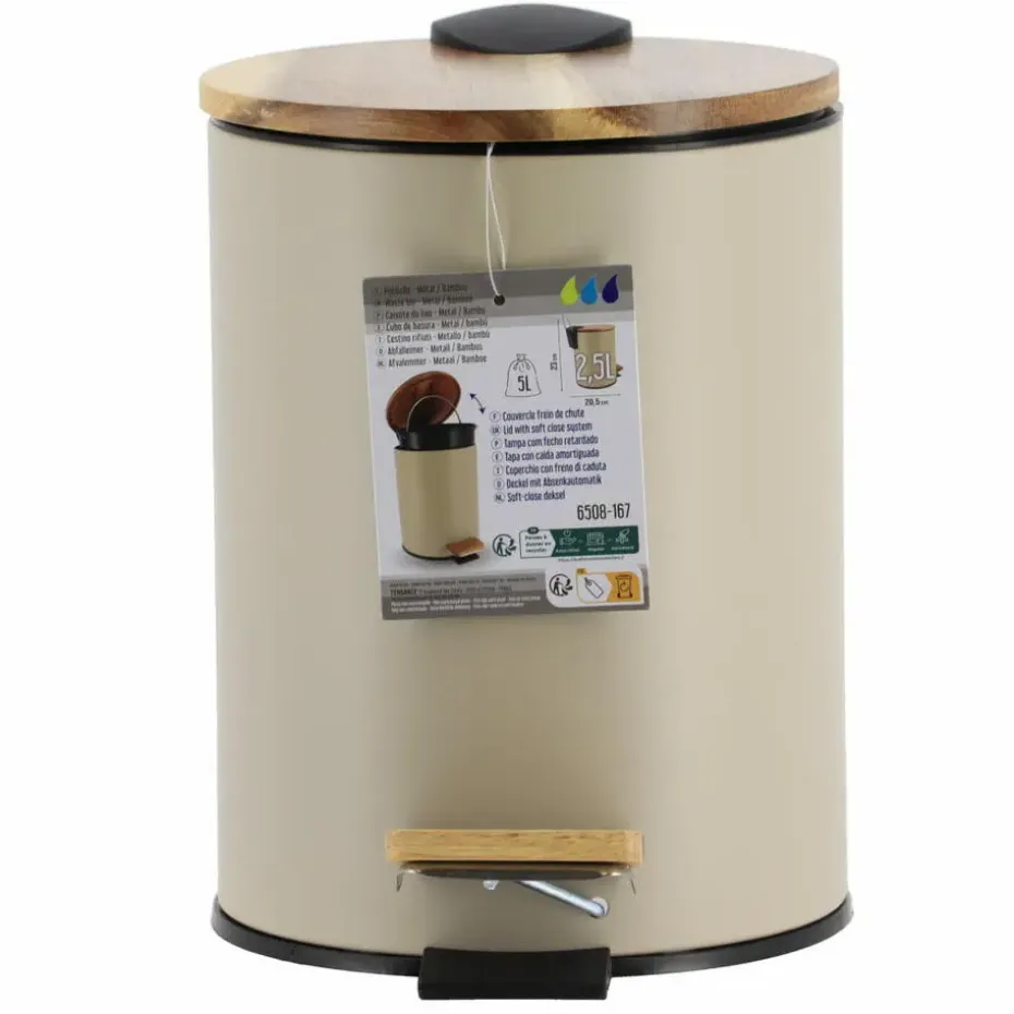 Tendance Badkamer prullenbak Bamboo vibe - soft close - 3 ltr