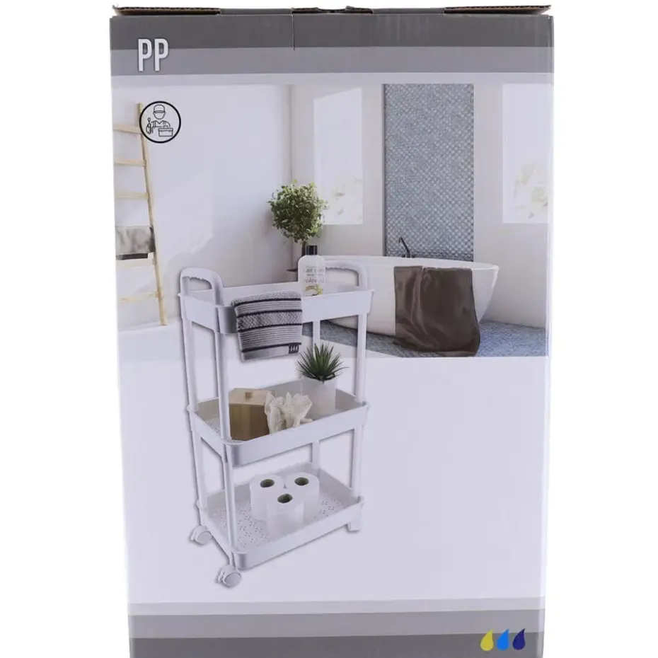 Tendance Keuken/badkamer trolley 3 laags - 38 x 26 x 77cm - wit