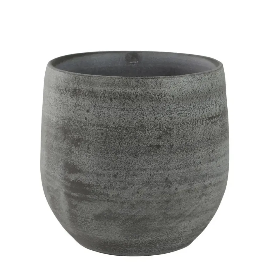 Ter Steege Plantenpot/bloempot - keramiek - grijs - 22 x 20 cm
