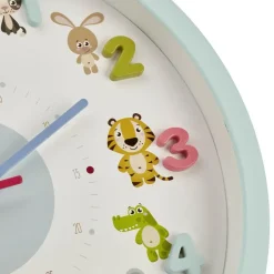 TFA Kinderkamer wandklok - dieren - lichtblauw - D30 cm - rond