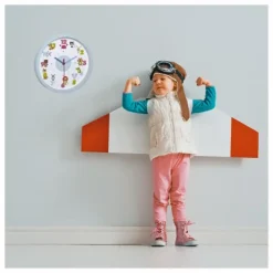 TFA Kinderkamer wandklok - dieren - lichtblauw - D30 cm - rond