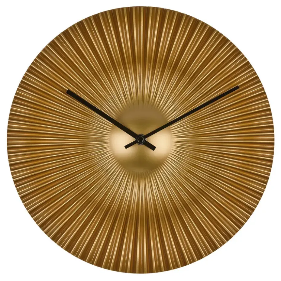 TFA radio gestuurde wandklok - kunststof - goud - Dia 18 cm