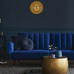 TFA radio gestuurde wandklok - kunststof - goud - Dia 18 cm