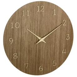 TFA Wandklok - donker naturel hout - hout - D30 cm