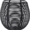 Theelicht/waxinelichthouder metaal draad - zwart - D10 cm