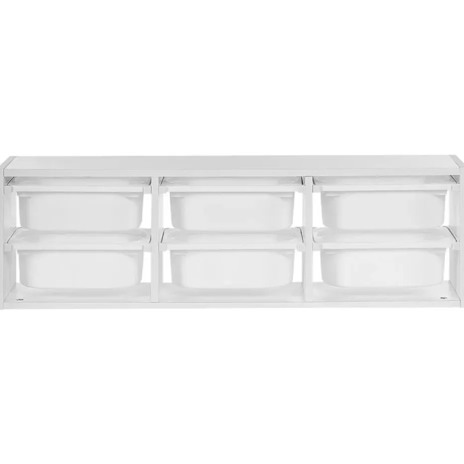 TOBIN - Wandplank met 6 dozen - Wit - Vezelplaat