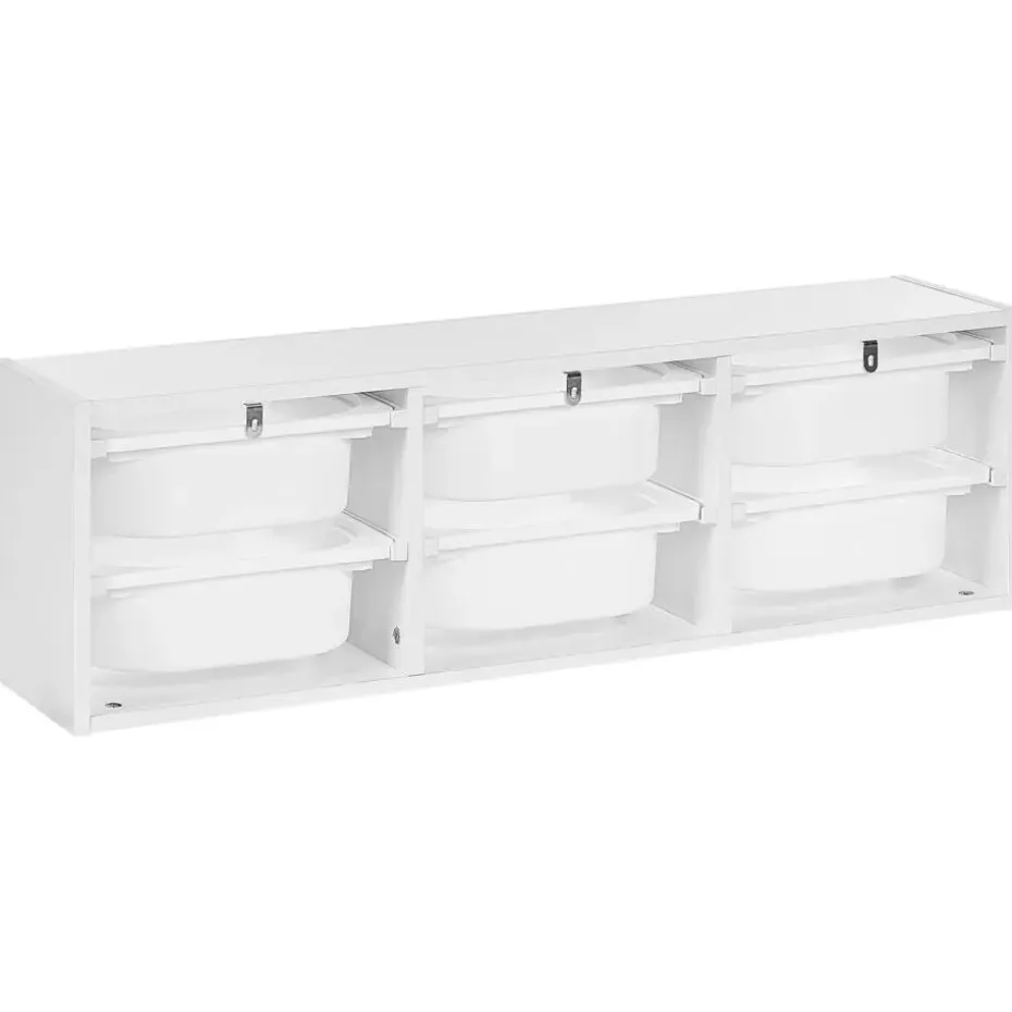 TOBIN - Wandplank met 6 dozen - Wit - Vezelplaat
