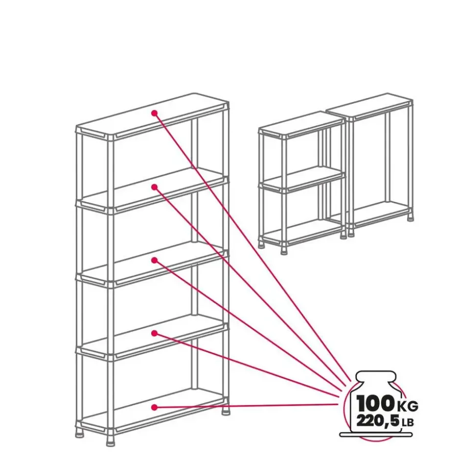 Toomax universal pro opbergrek - 5 planken - 100x40x180 cm - 2 stuks