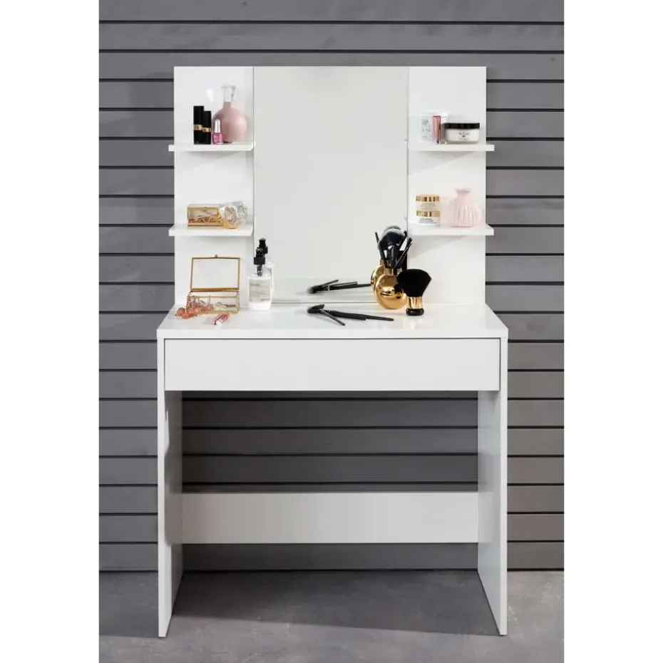Trendteam Make-uptafel Basix - 85 x 40 x 141 cm - 100% Melaminegecoat - Wit
