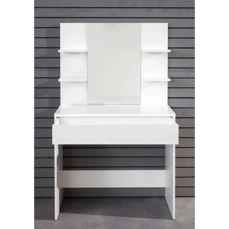 Trendteam Make-uptafel Basix - 85 x 40 x 141 cm - 100% Melaminegecoat - Wit