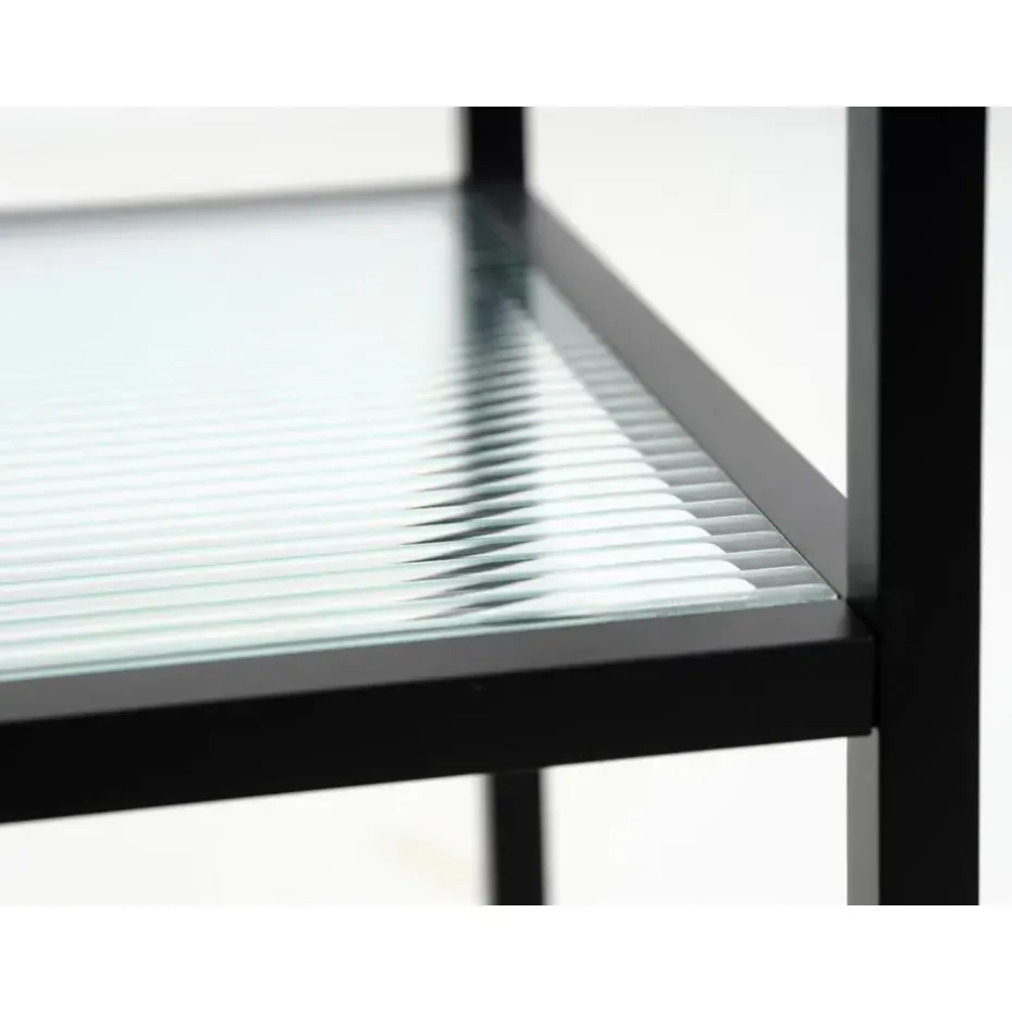 Trolley Zwart Metaal/Glas - 70x42x85cm - Bronco