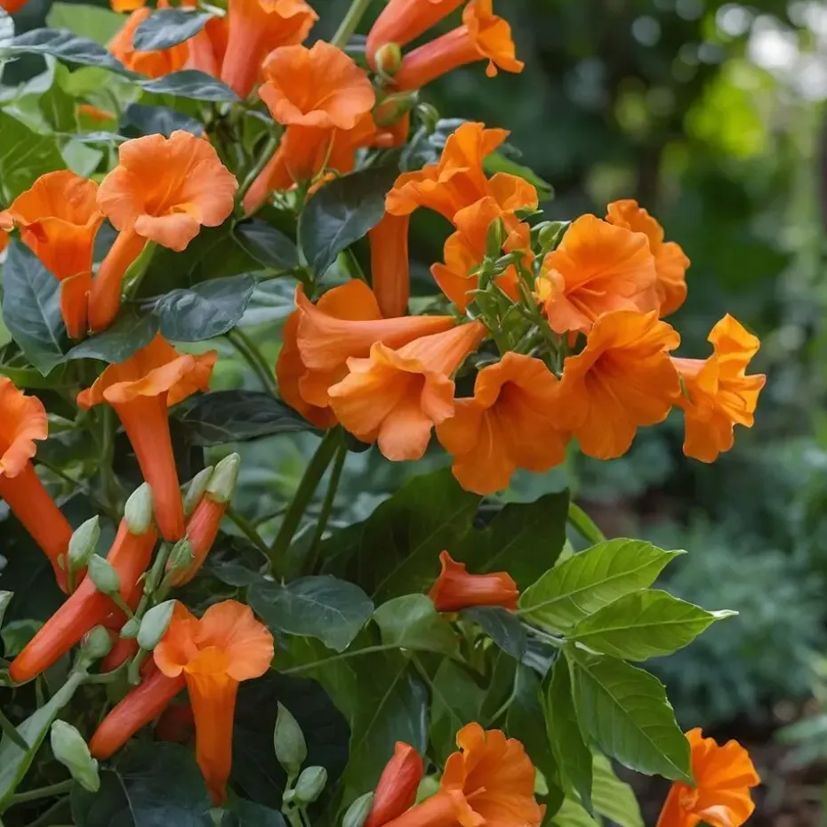 Trompetbloem - Campsis radicans - Hoogte 110-120cm - ⌀17cm