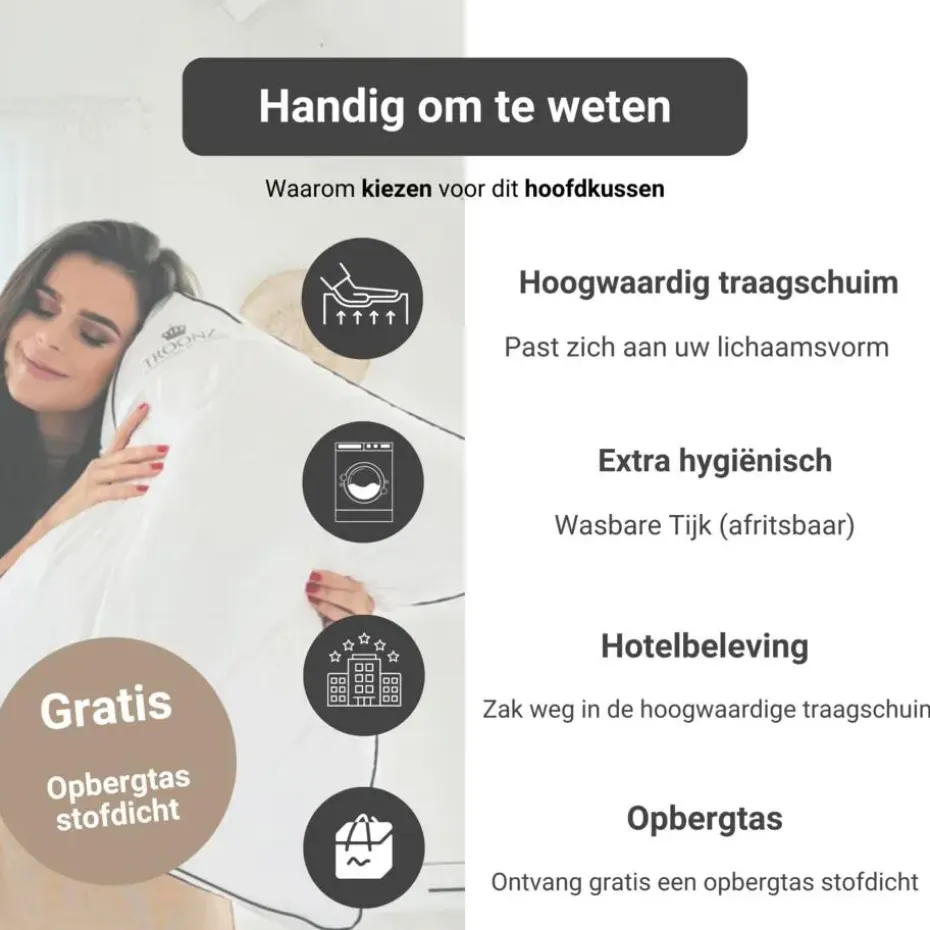 Troonz Hoofdkussen Sleepwave One - Afmeting 60x70 cm
