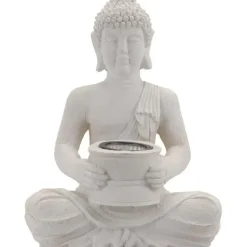 Tuinbeeld - Boeddha - incl verlichting - solar - polystone - 31 cm