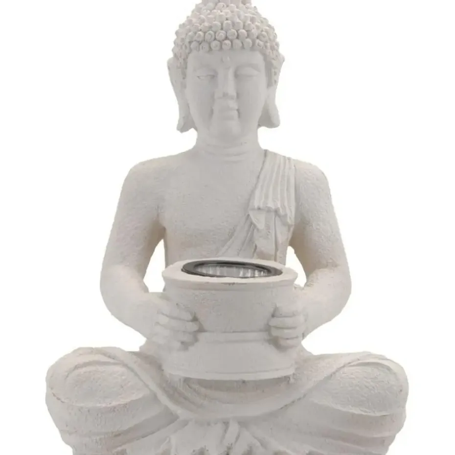 Tuinbeeld - Boeddha - incl verlichting - solar - polystone - 31 cm