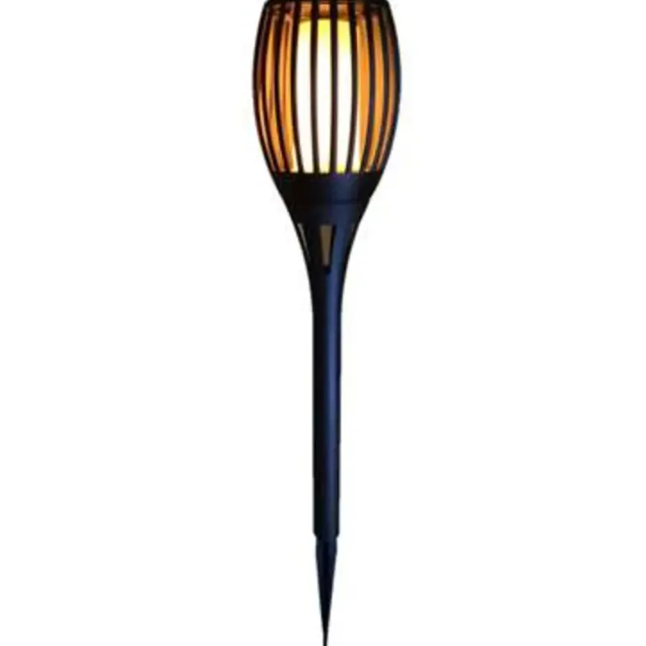 Tuinfakkel - solar - tuinverlichting - zwart - vlameffect - 58 cm