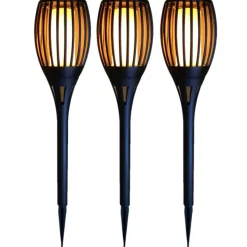 Tuinfakkel - solar - tuinverlichting - zwart - vlameffect - 58 cm