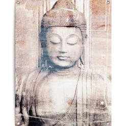 Tuinposter Boeddha - 80 x 60cm - Bruin