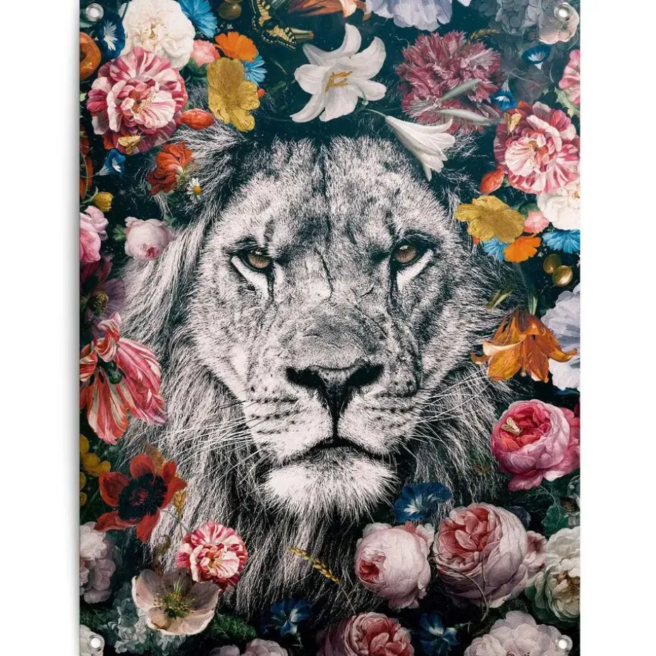 Tuinposter Leeuw - 80 x 60cm - Bont