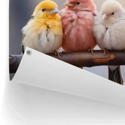 Tuinposter Pastel Birds - 60 x 80cm - Bont
