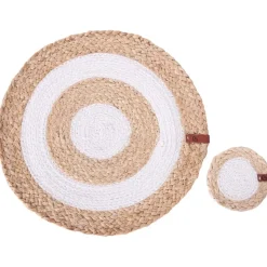 TUMERIC - Set van 12 placemats en onderzetters - Natuurlijk - Jute