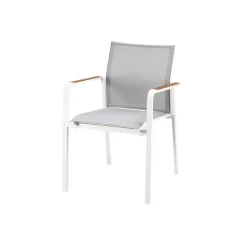 Tutti stapelstoel wit met teak