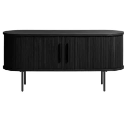 Tv-Meubel Eikenhout Zwart - 40x120x55cm - Schuifdeuren - Nola