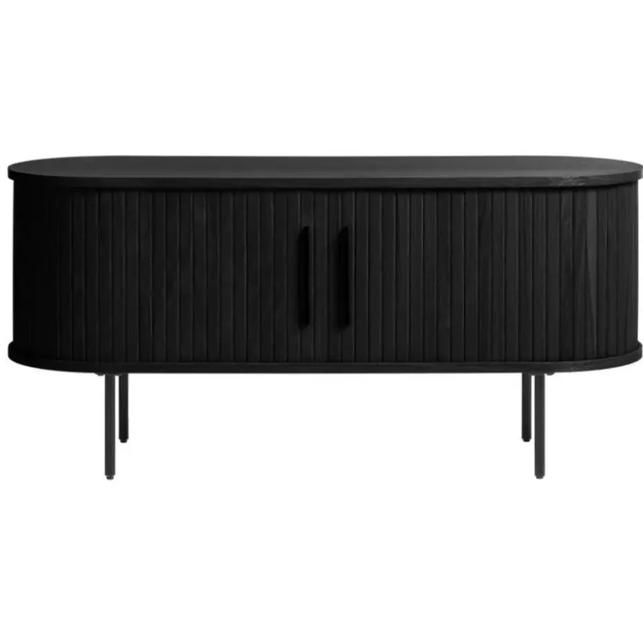 Tv-Meubel Eikenhout Zwart - 40x120x55cm - Schuifdeuren - Nola