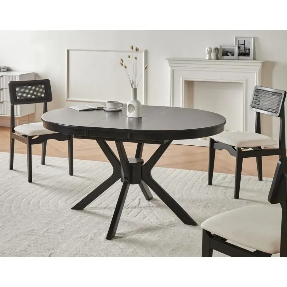 TYMIS - Eettafel - Zwart houtkleur - 110-130x110cm - MDF