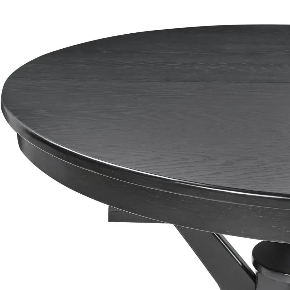 TYMIS - Eettafel - Zwart houtkleur - 110-130x110cm - MDF