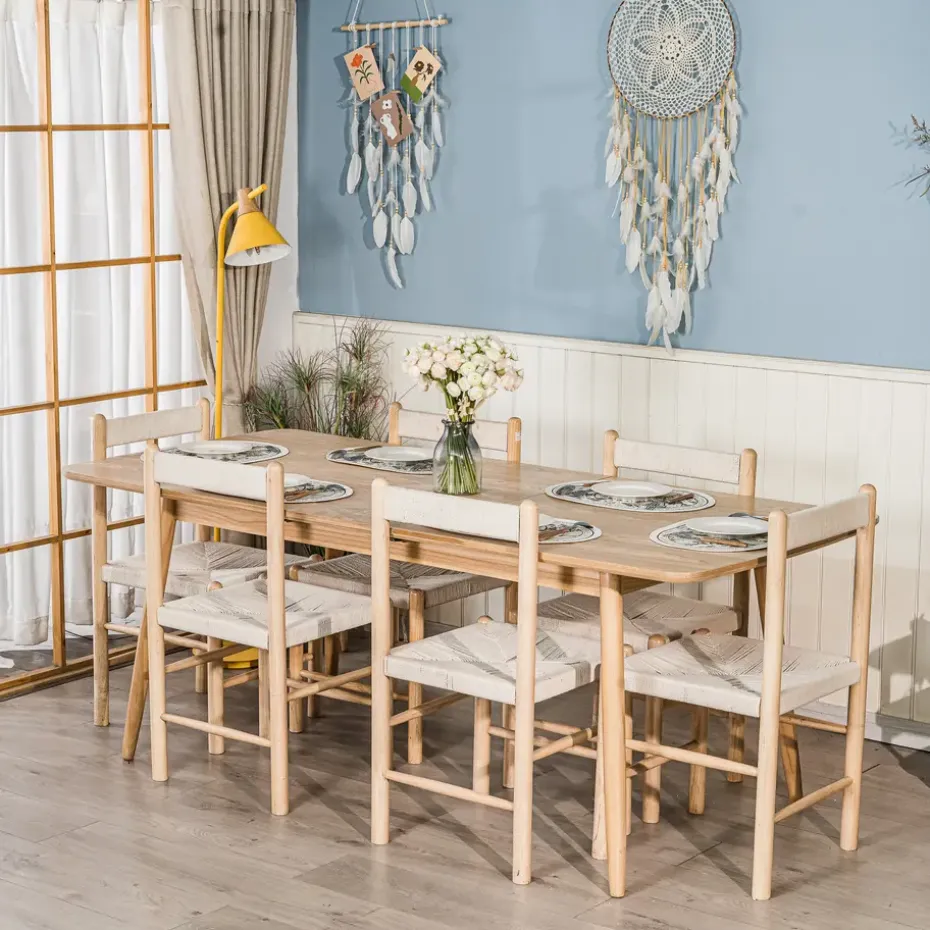 Uitschuifbare rechthoekige eettafel voor 6-8 personen van bruin