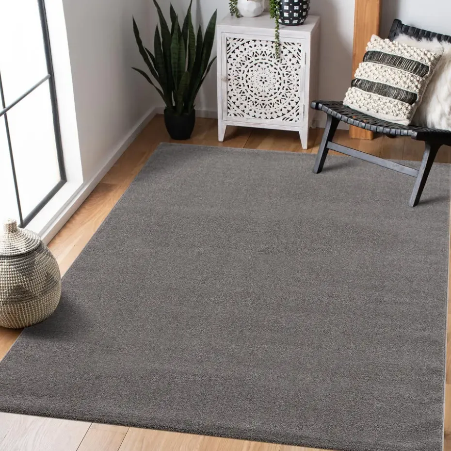 Uni Effen Laagpolig Vloerkleed Modern Grijs - 200x290 CM