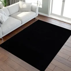 Uni Effen Laagpolig Vloerkleed Modern Zwart - 200x290 CM