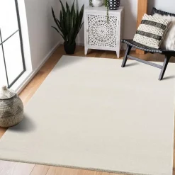 Uni Effen Laagpolig Vloerkleed Modern Creme - 240x340 CM