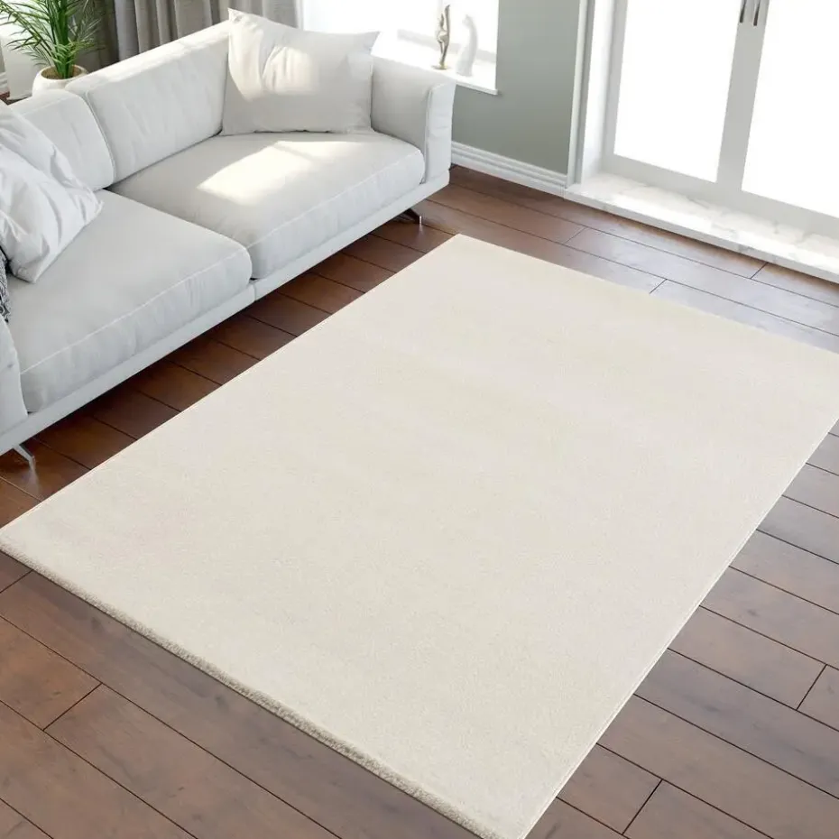 Uni Effen Laagpolig Vloerkleed Modern Creme - 240x340 CM