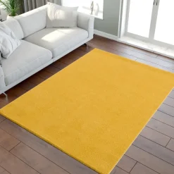 Uni Effen Laagpolig Vloerkleed Modern Geel - 140x200 CM